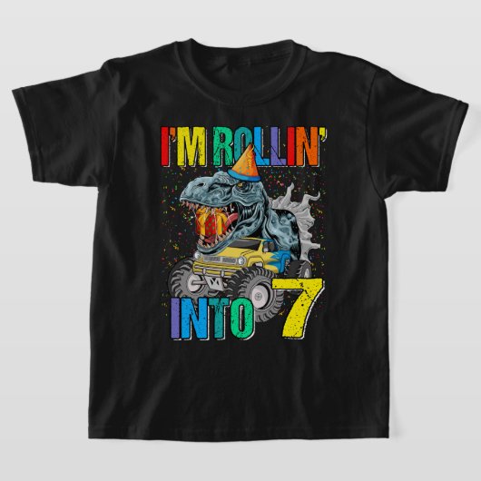 7モンスタートラック第7誕生日シルにローリン Tシャツ (レイダウン)