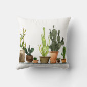 7人が手描きの緑の水彩サボテン（茶）  クッション (裏面)