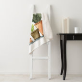 7人が手描きの緑の水彩サボテン（茶）  シェルパブランケット (インサイチュ)