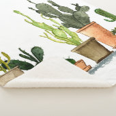 7人が手描きの緑の水彩サボテン（茶）  シェルパブランケット (3/4)