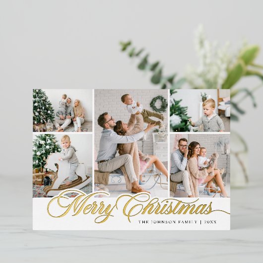 7写真きらめくメリークリスマスグリーティング 箔シーズンカード (立ち正面)