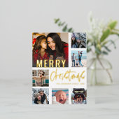 7写真カッコいいコラージメリークリスマス書道 箔シーズンポストカード (立ち正面)