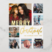 7写真カッコいいコラージメリークリスマス書道 箔シーズンポストカード (正面)