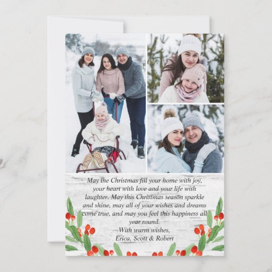 7写真クリスマス素朴樺の木樹皮あいさつ シーズンカード (裏面)