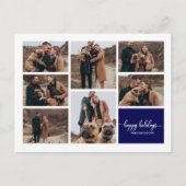 7写真ハッピーホリデーズコラージュモダンネイビーブルー ポストカード (正面)