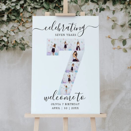 7写真誕生日歓迎サイン、彼または彼女 ポスター