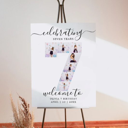 7写真誕生日歓迎サイン、彼または彼女 ポスター