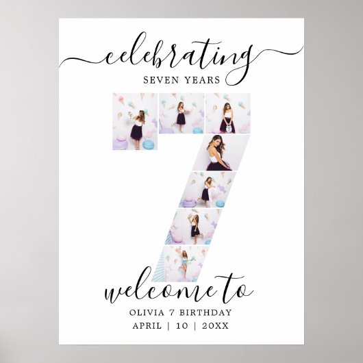 7写真誕生日歓迎サイン、彼または彼女 ポスター (正面)