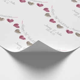 7周年のウー結婚ルハートバント ラッピングペーパー