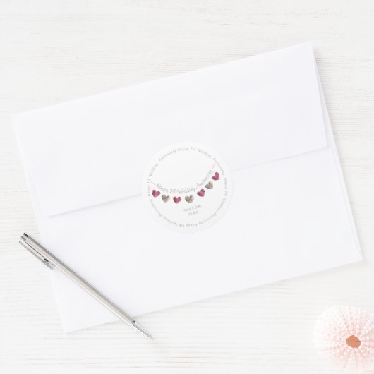 7周年結婚記念ウールハートバンティング ラウンドシール (封筒)