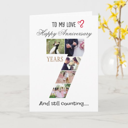 7周年結婚記念写真カード カード (黄色い花)