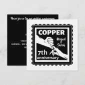7周年結婚記念日の伝統的な贈り物 鉄 招待状 (正面/裏面)