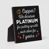 7周年結婚記念日Ⅰ - カッパー 面白いカップル フォトプラーク (正面)