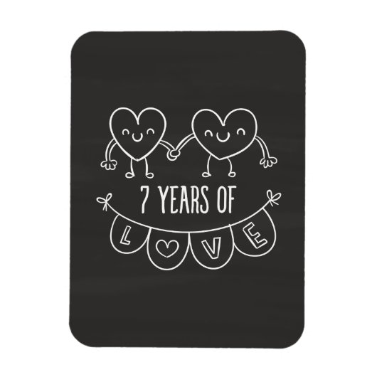 7周年記念ギフトチョークハート マグネット (縦)