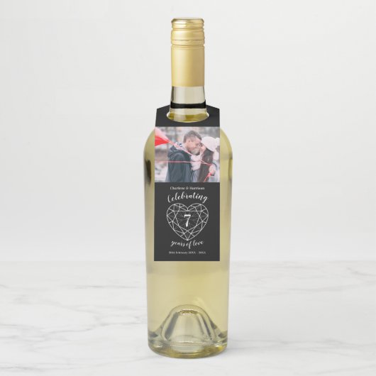 7周年記念写真結婚オニキス宝石ハート ボトルネックタグ (ボトル)