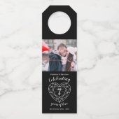 7周年記念写真結婚オニキス宝石ハート ボトルネックタグ (正面)