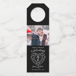 7周年記念写真結婚オニキス宝石ハート ボトルネックタグ