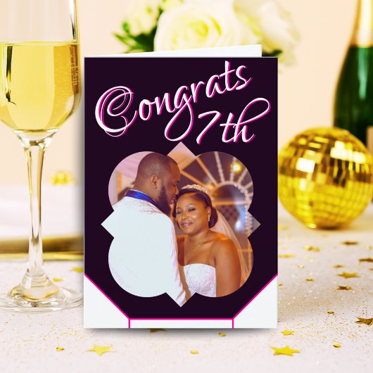 7周年記念写真結婚カード白黒 カード