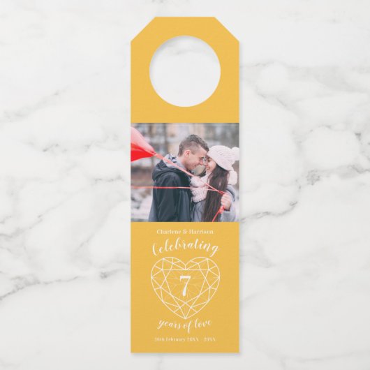 7周年記念写真結婚ゴールデンサファイア ボトルネックタグ (正面)