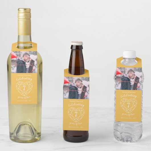 7周年記念写真結婚ゴールデンサファイア ボトルネックタグ (インサイチュ)