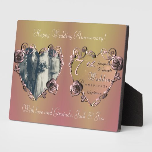 7周年記念結婚コパリーバラプラーク フォトプラーク (側面)