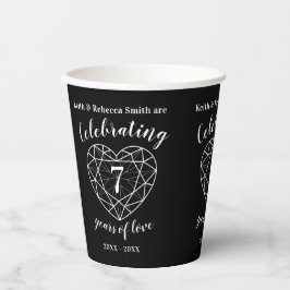 7周年記念結婚線ハートブラックオニックス 紙コップ