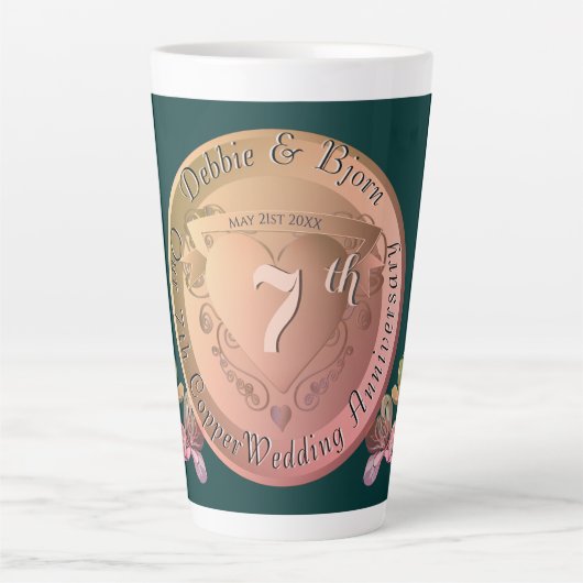 7周年記念結婚銅フェシア カフェラテマグ (正面)