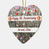 7周年記念、羊毛と銅ハート記念 セラミックオーナメント (左)