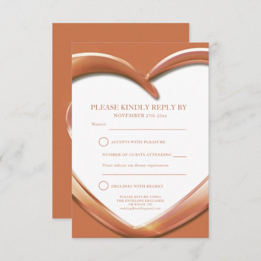 7周年銅婚式 ハート 返信カード (正面/裏面)