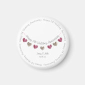 7周結婚年の羊毛ハート束 マグネット (正面)