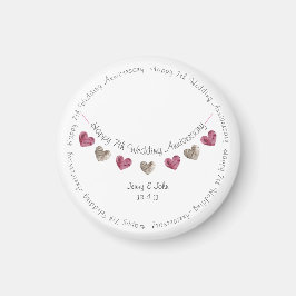 7周結婚年の羊毛ハート束 マグネット