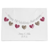 7回又は何回結婚かの記念羊毛ハート抱き枕 ラージペーパーバッグ (正面)