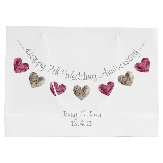 7回又は何回結婚かの記念羊毛ハート抱き枕 ラージペーパーバッグ (裏面)