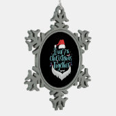 7回目のクリスマスのカップル家族のマッチング スノーフレークピューターオーナメント (左)