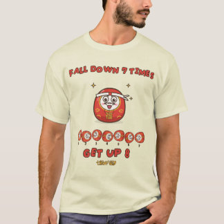 7回転んで8回立ち上がる かわいいだるま 日本のことわざ Tシャツ