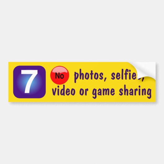 7基の写真、selfies、ビデオまたはゲームの共有無し バンパーステッカー (正面)