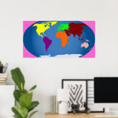 7大陸プリント巨大3フィートx 1/2フィート ポスター (ホームオフィス)