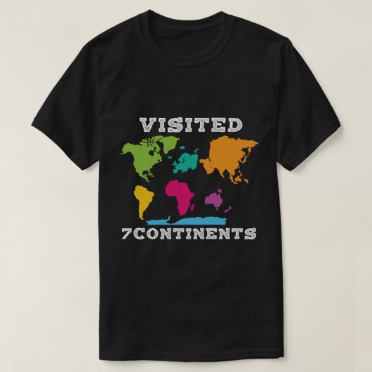 7大陸制覇 色鮮やかな世界地図 Tシャツ (デザイン正面)
