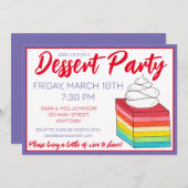 7層レトロレインボーゼラチンサラダデザート 招待状 (正面/裏面)