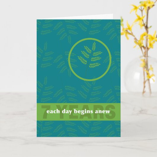 7年の薬物アルコール依存症の回復 カード (黄色い花)