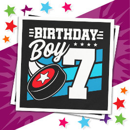 7年オールドホッケーパーティーテーマ第7誕生日少年 スタンダードカクテルナプキン