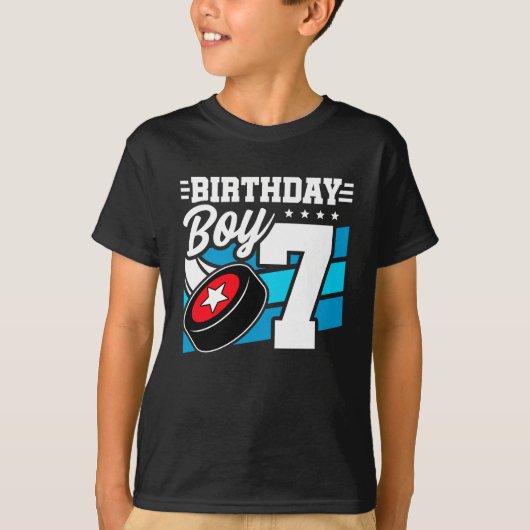 7年オールドホッケーパーティーテーマ第7誕生日少年 Tシャツ (正面)