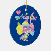 7年ポップ・アートのの老女の子パーティーのための誕生日  セラミックオーナメント (右)