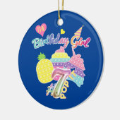 7年ポップ・アートのの老女の子パーティーのための誕生日  セラミックオーナメント (左)