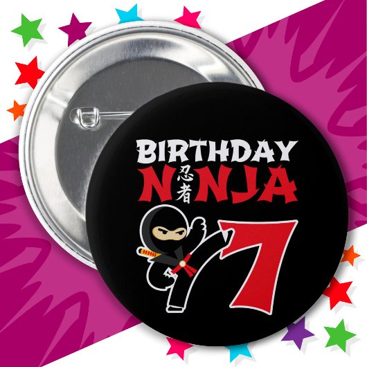 7年古空手忍者パーティーキッズ7誕生日 缶バッジ