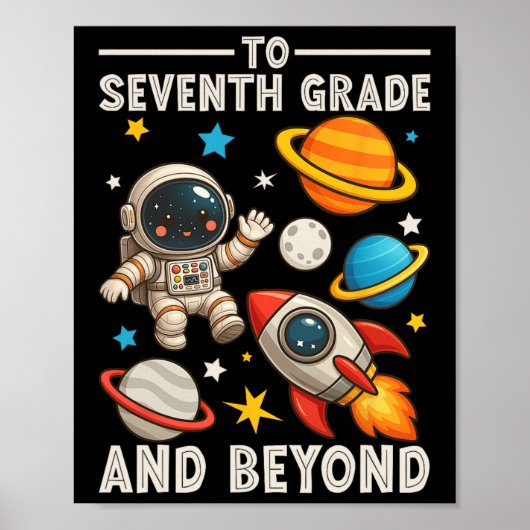 7年生とそれ以上の宇宙飛行士 楽しいバックプリントTシャツ ポスター (正面)