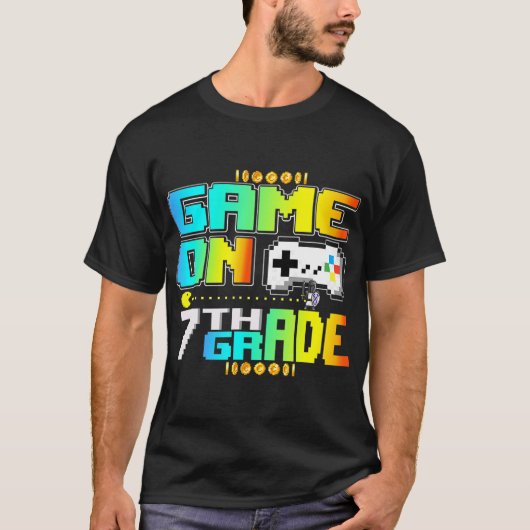 7年生のゲームでゲームのビデオゲーマー戻る学校 Tシャツ (正面)