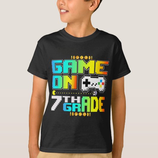 7年生のゲームでゲームのビデオゲーマー戻る学校 Tシャツ (正面)