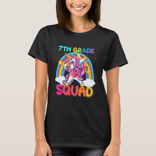 7年生の仲間 ダビング ユニコーン かわいい 新学期 Tシャツ (正面)
