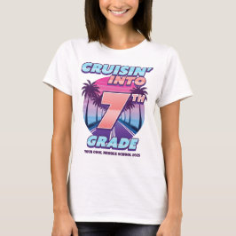 7年生の女の子のためのバックトゥスクールクルーズ (大きいサイズ) Tシャツ